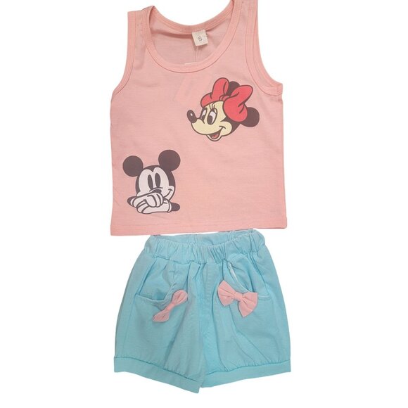 Disney Minnie Mouse Pink Tank Top & Blue Shorts Set 6-9 Months - Picture 2 of 4